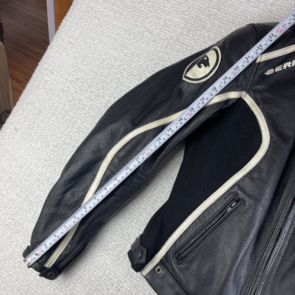Y2K Bering Womens Size 1 Black Leather Motorcycle Jacket Protective Biker Gear - Picture 11 of 16